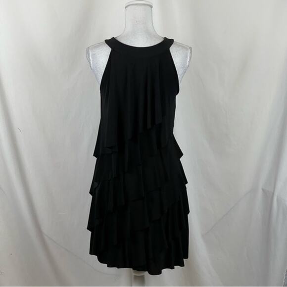 White House Black Market Ruffled Layered Party Event Black Dress NWOT Size S - Picture 5 of 11
